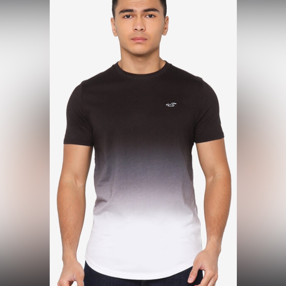 Men’s Ombré Hollister Logo Icon Crewneck T-Shirt Black To White